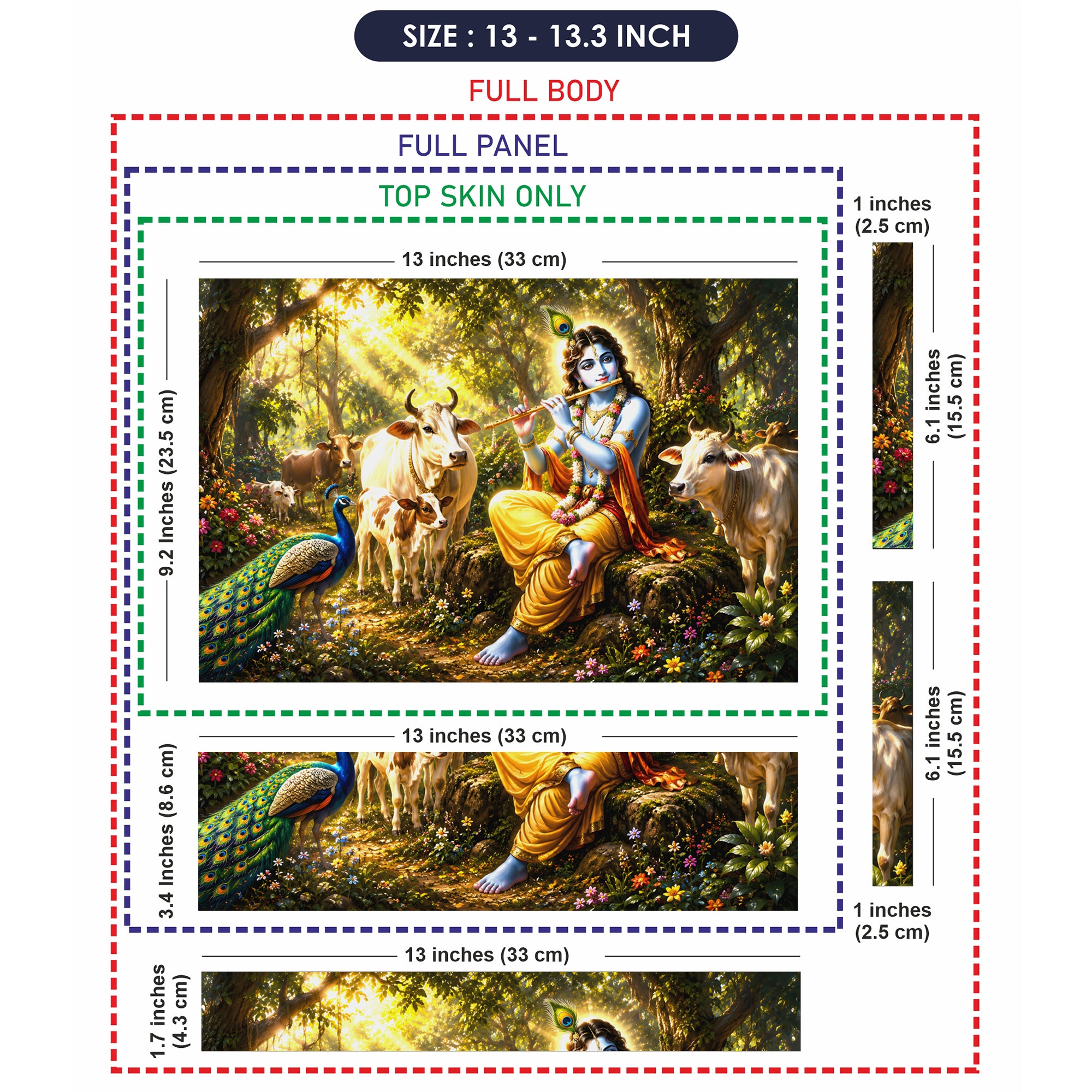 Krishna Flute Forest Cows Laptop Skin - View 6