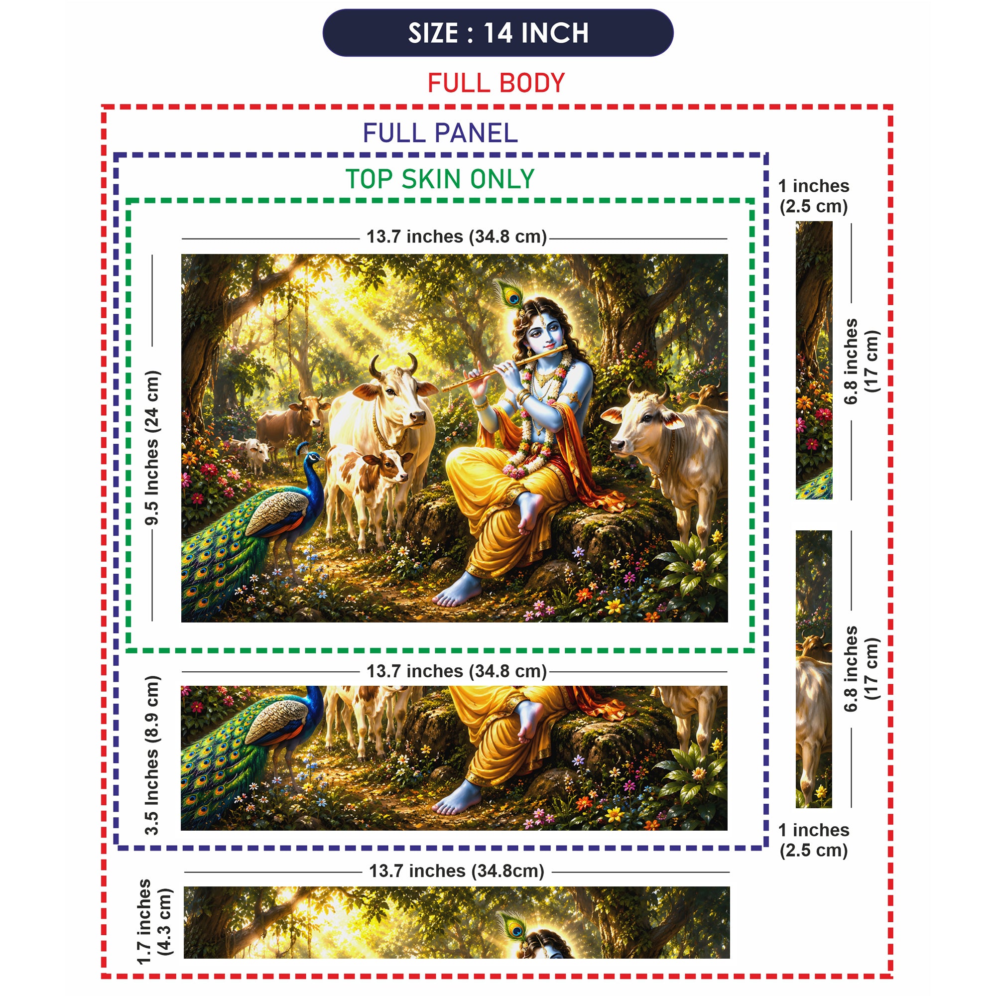 Krishna Flute Forest Cows Laptop Skin - View 7
