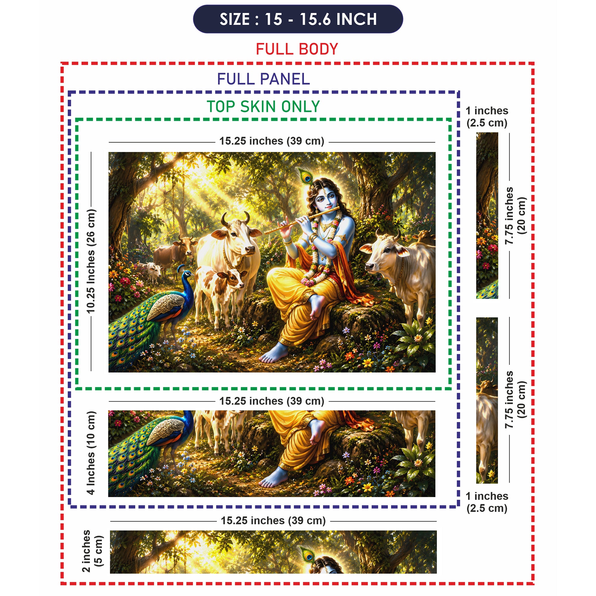 Krishna Flute Forest Cows Laptop Skin - View 8