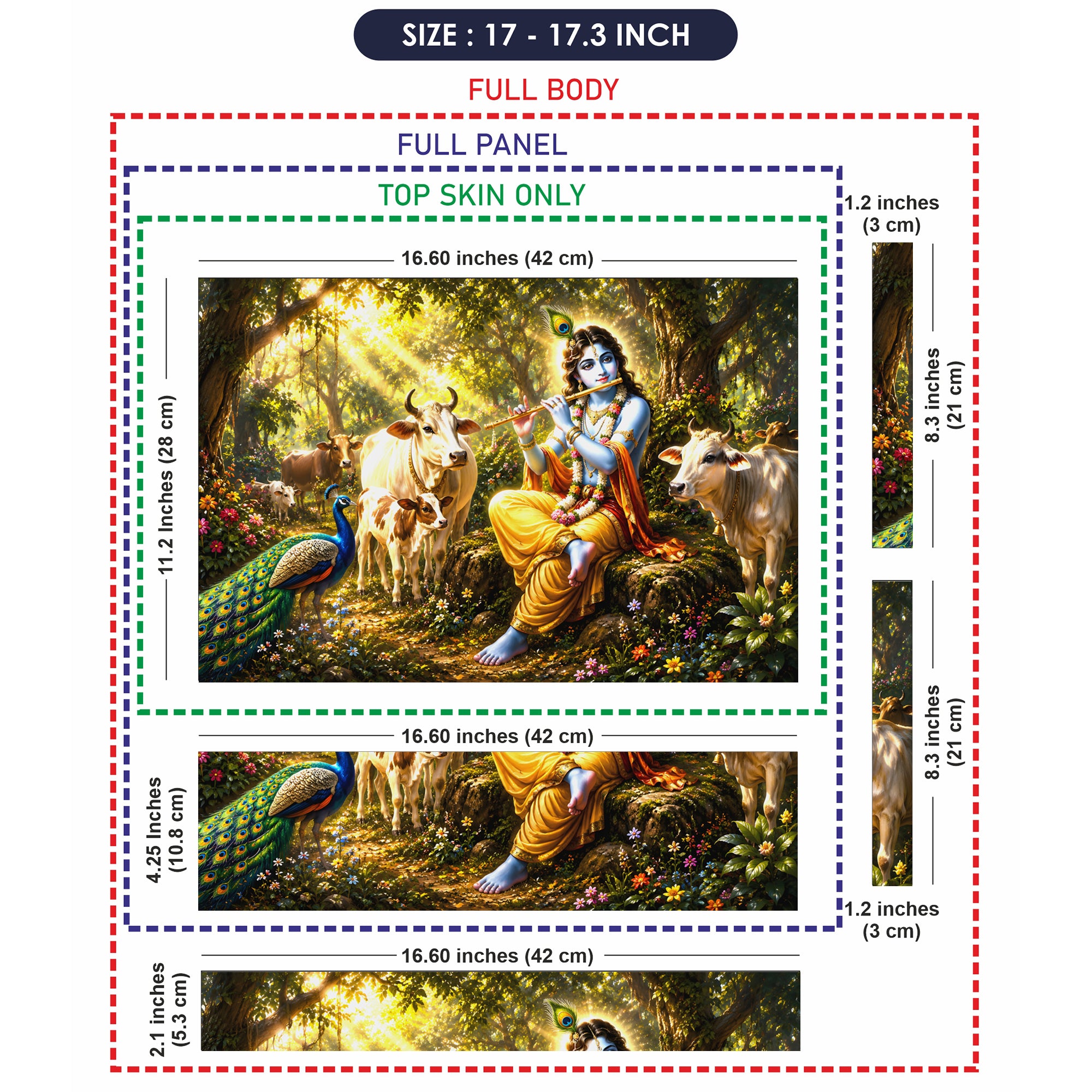 Krishna Flute Forest Cows Laptop Skin - View 9