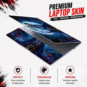 Krishna Flute Moon Lotus Night Laptop Skin - View 3