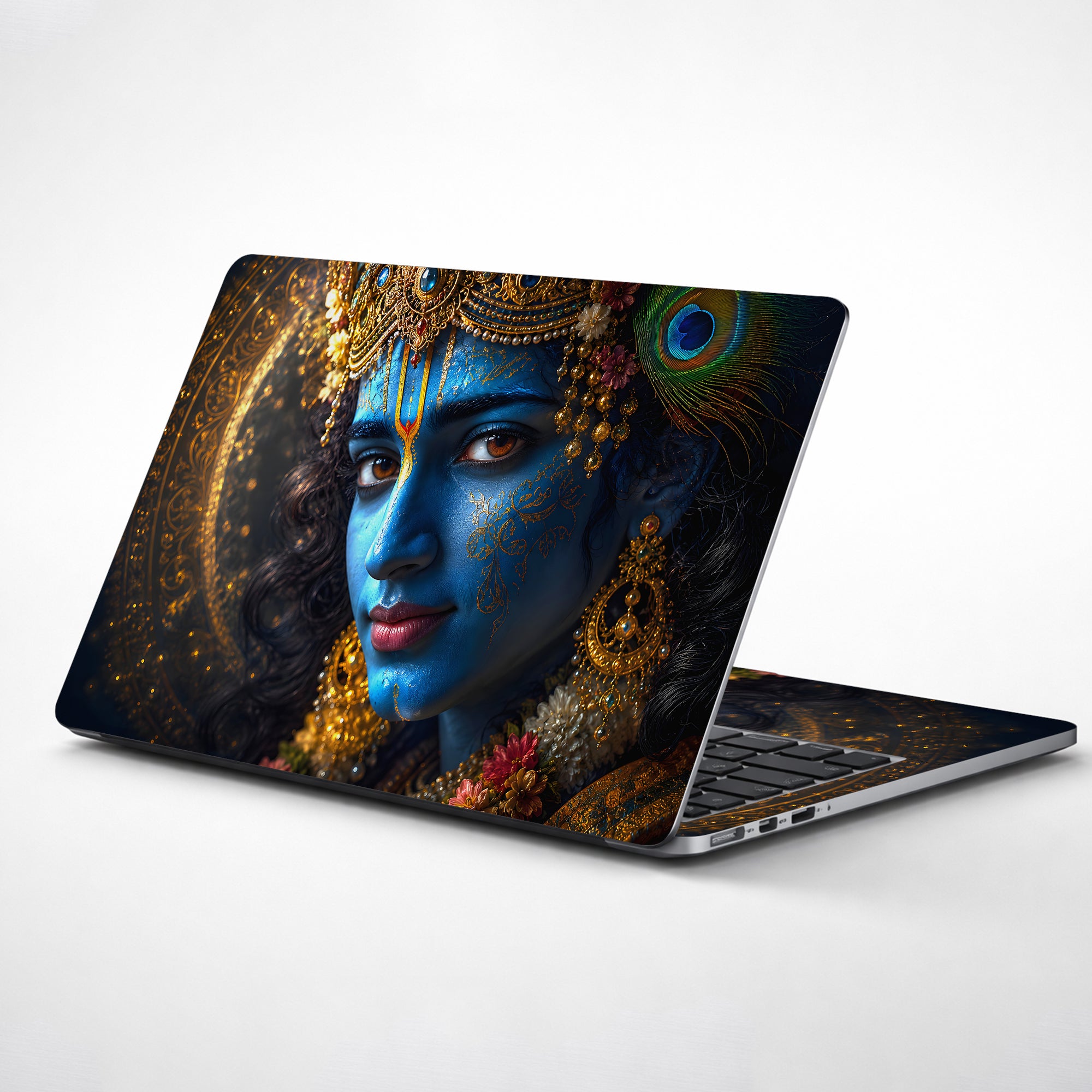 Krishna Gold Close Face Laptop Skin - View 1