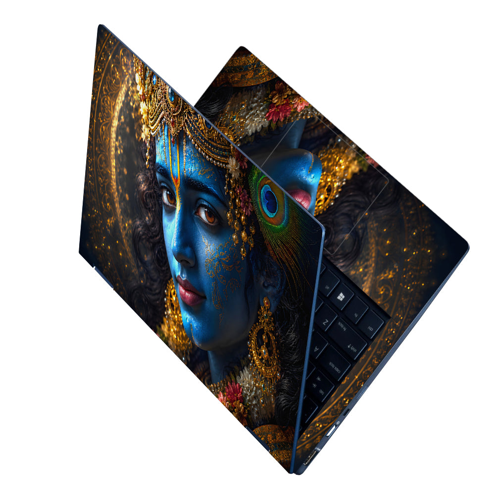 Krishna Gold Close Face Laptop Skin - View 2