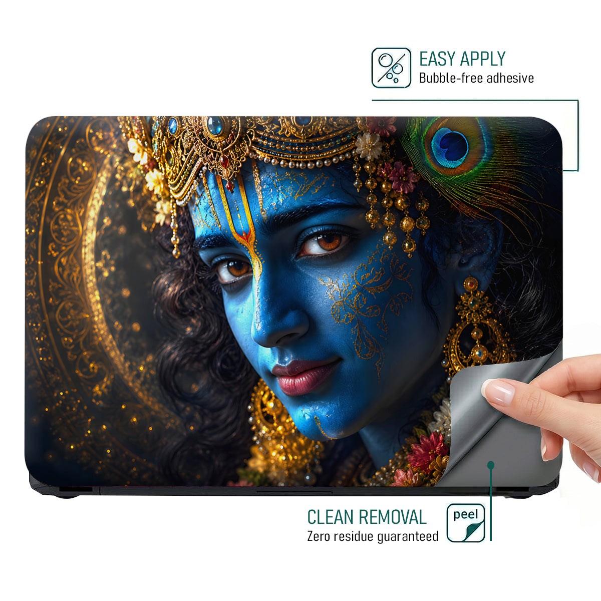 Krishna Gold Close Face Laptop Skin - View 4