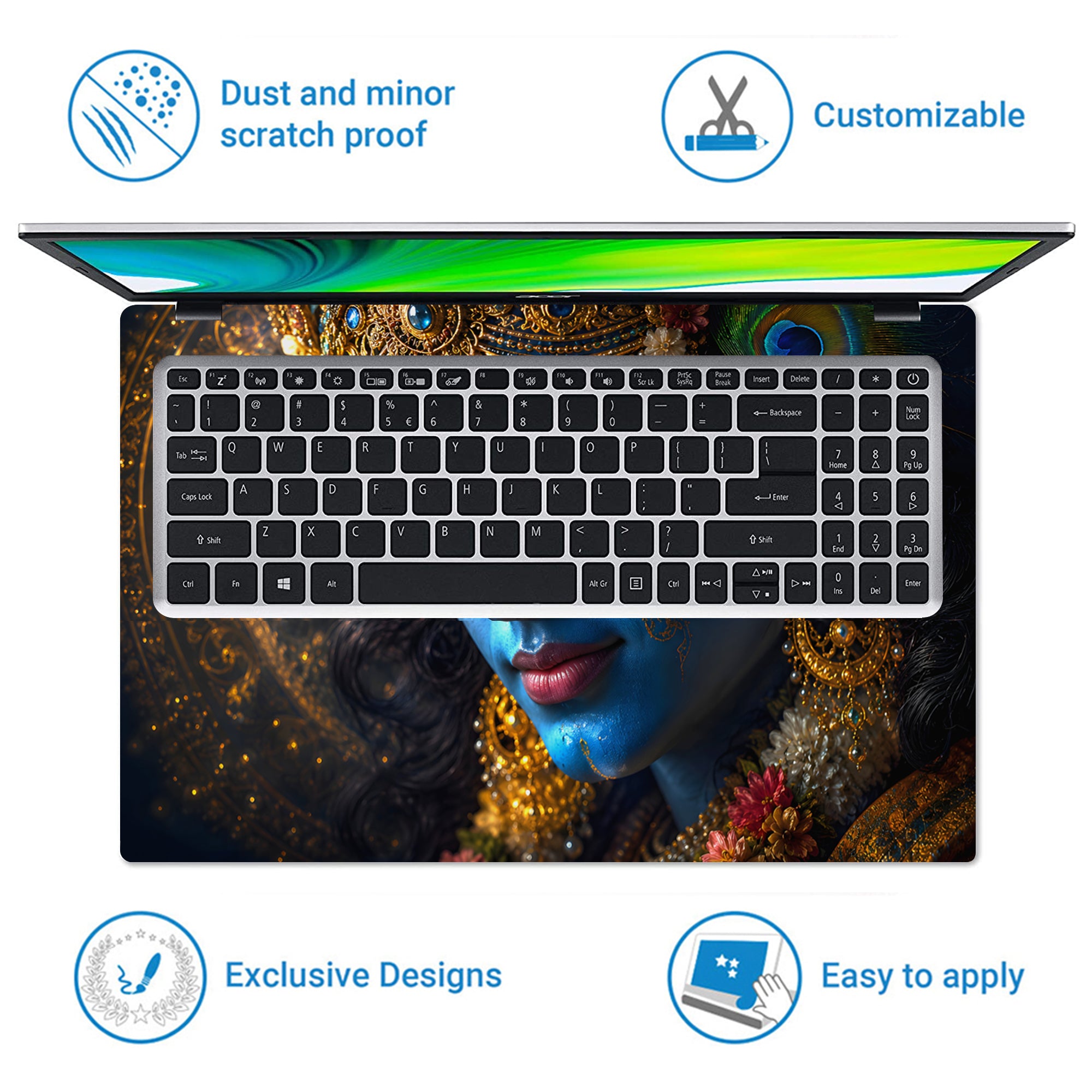 Krishna Gold Close Face Laptop Skin - View 5