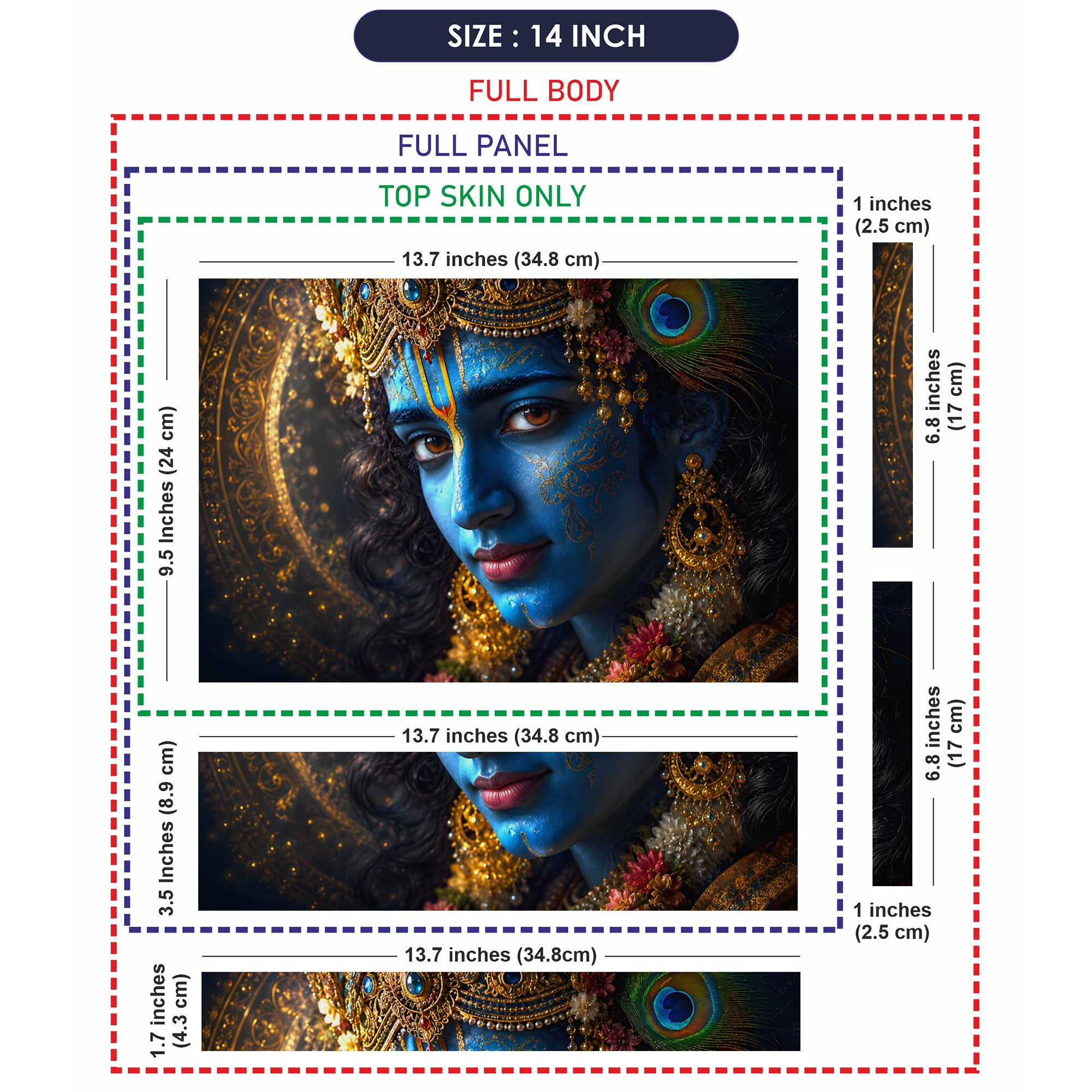 Krishna Gold Close Face Laptop Skin - View 7