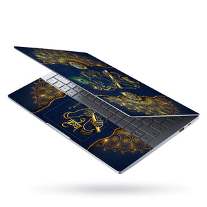 Krishna Gold Mandala Flute Laptop Skin - View 3