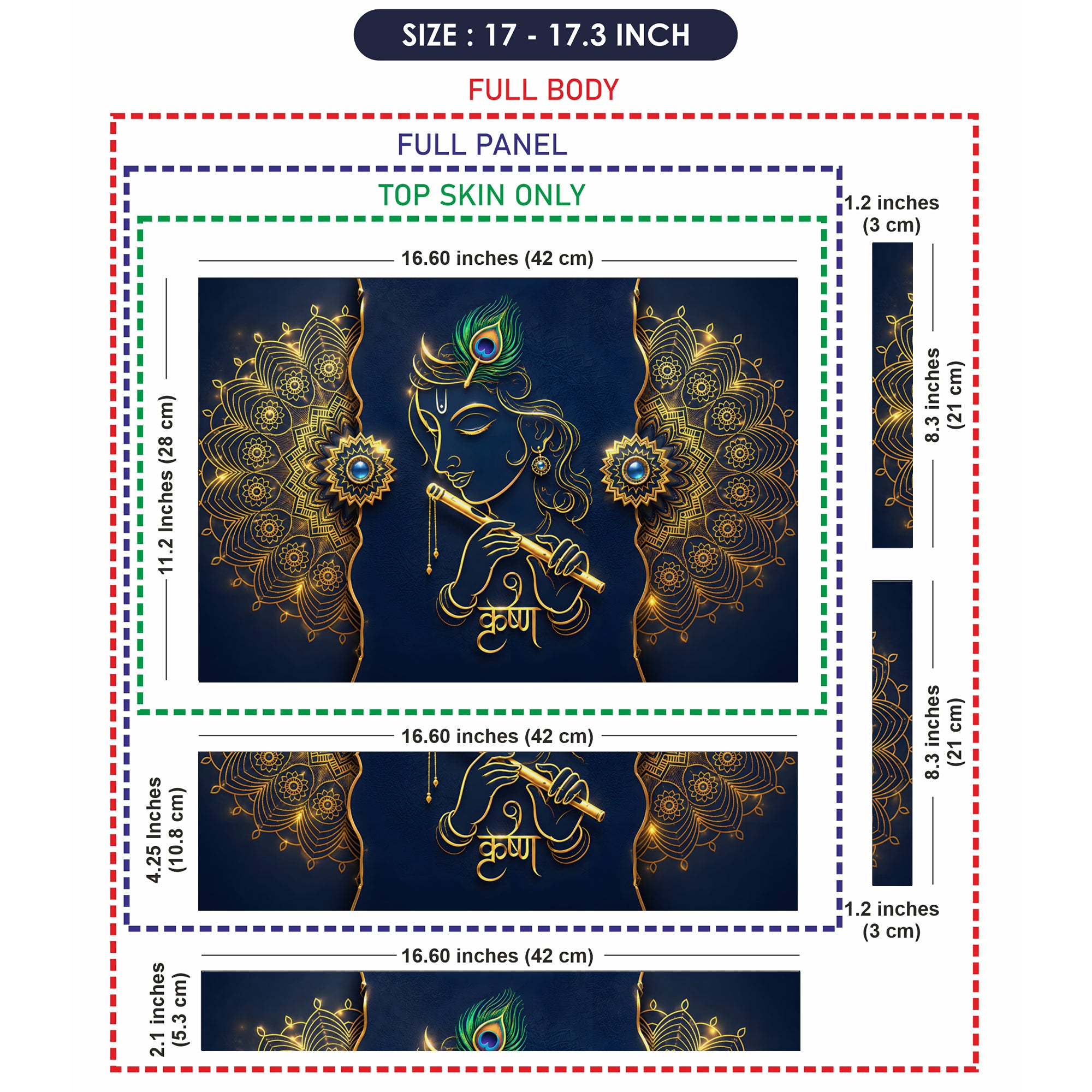 Krishna Gold Mandala Flute Laptop Skin - View 9