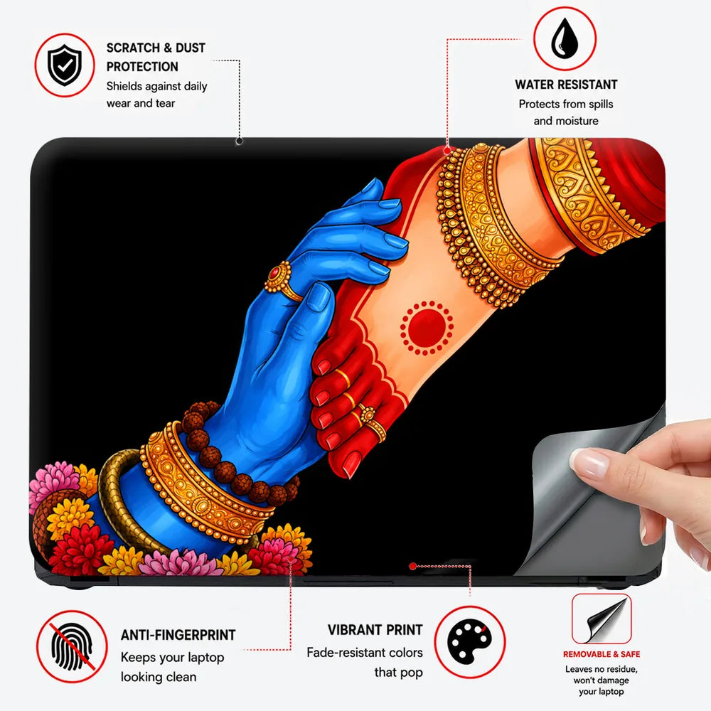 Krishna Hands Bangles Touch Laptop Skin - View 4