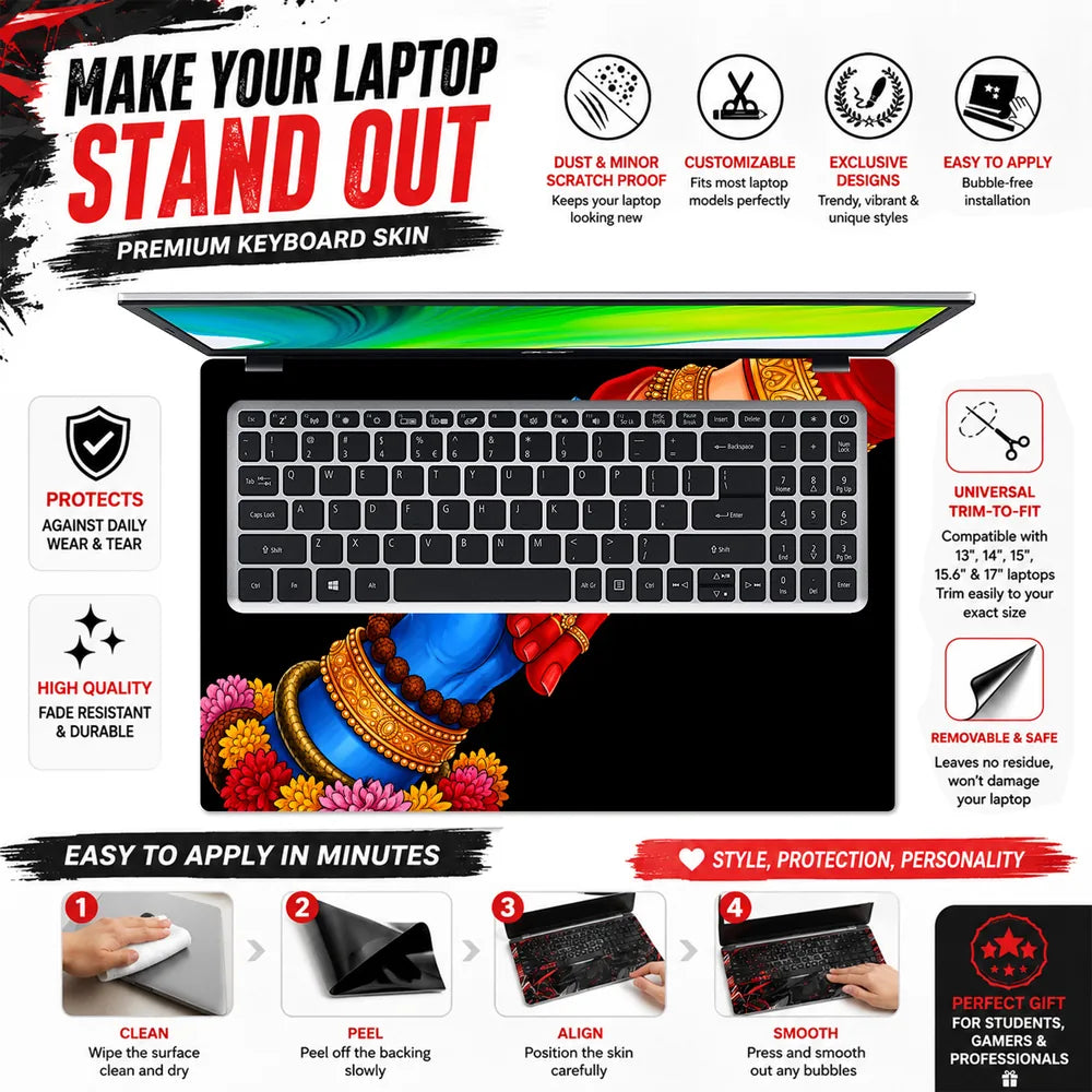 Krishna Hands Bangles Touch Laptop Skin - View 5