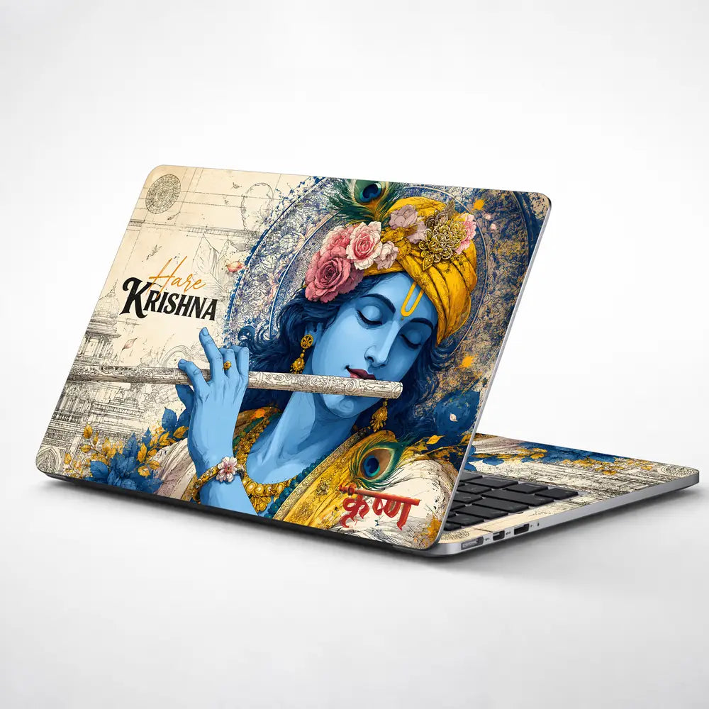 Krishna Hare Krishna Flute Laptop Skin - View 1