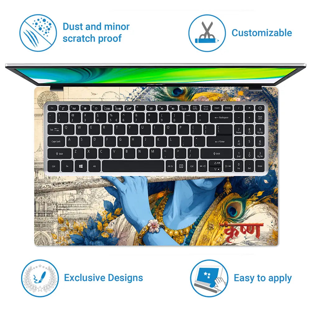 Krishna Hare Krishna Flute Laptop Skin - View 5