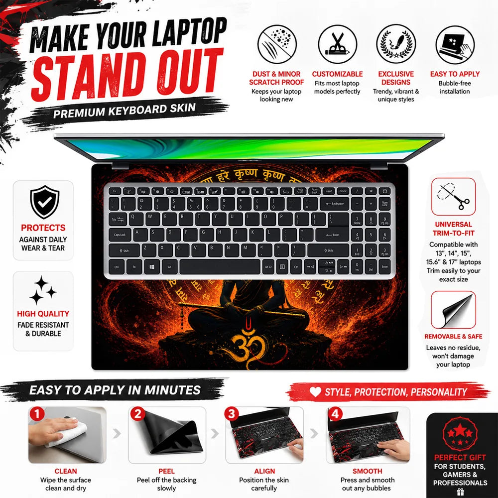 Krishna Hare Mantra Circle Laptop Skin - View 5