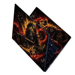 Krishna Peacock Flute Gold Laptop Skin - View 2