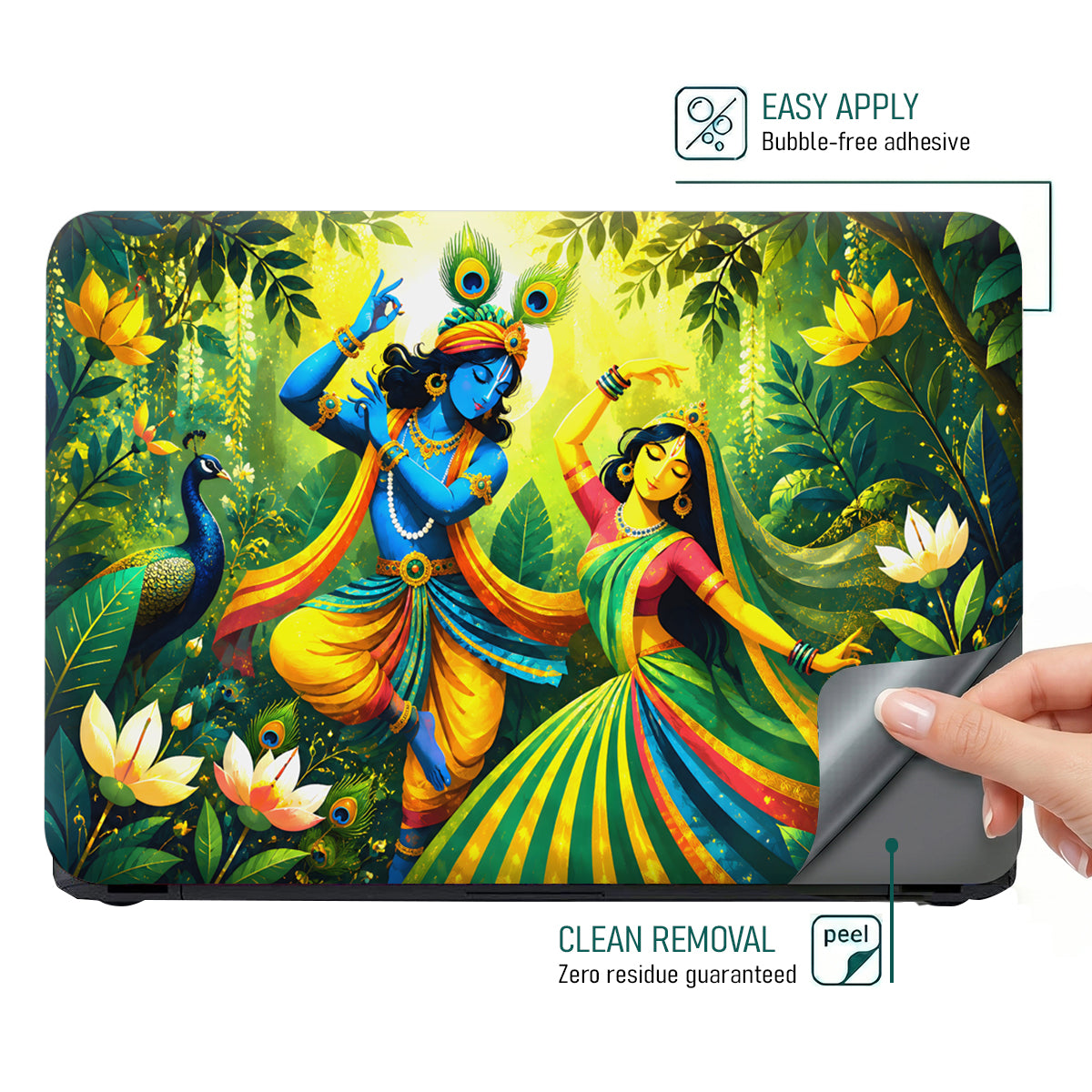 Krishna Radha Dance Forest Laptop Skin - View 4