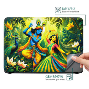 Krishna Radha Dance Forest Laptop Skin - View 4