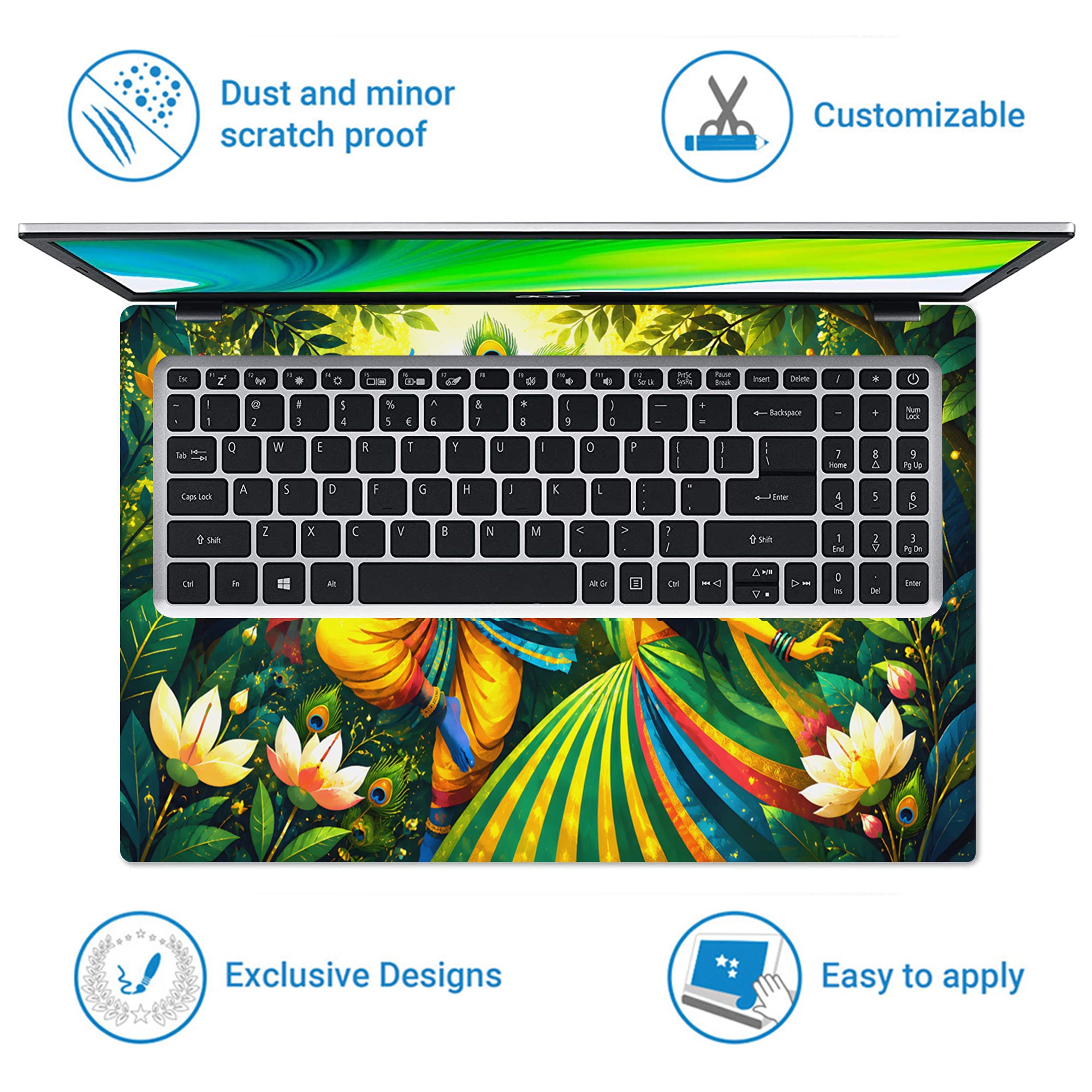Krishna Radha Dance Forest Laptop Skin - View 5