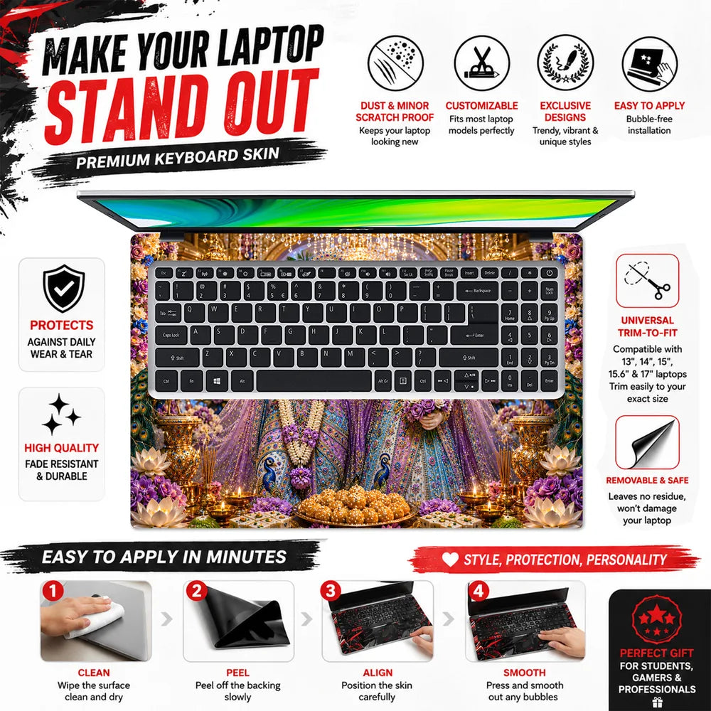 Krishna Radha Temple Peacock Laptop Skin - View 5
