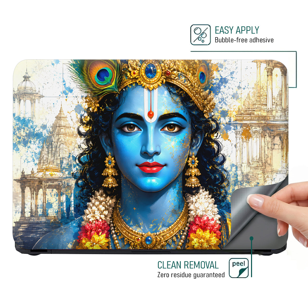 Krishna Royal Crown Face Laptop Skin - View 4