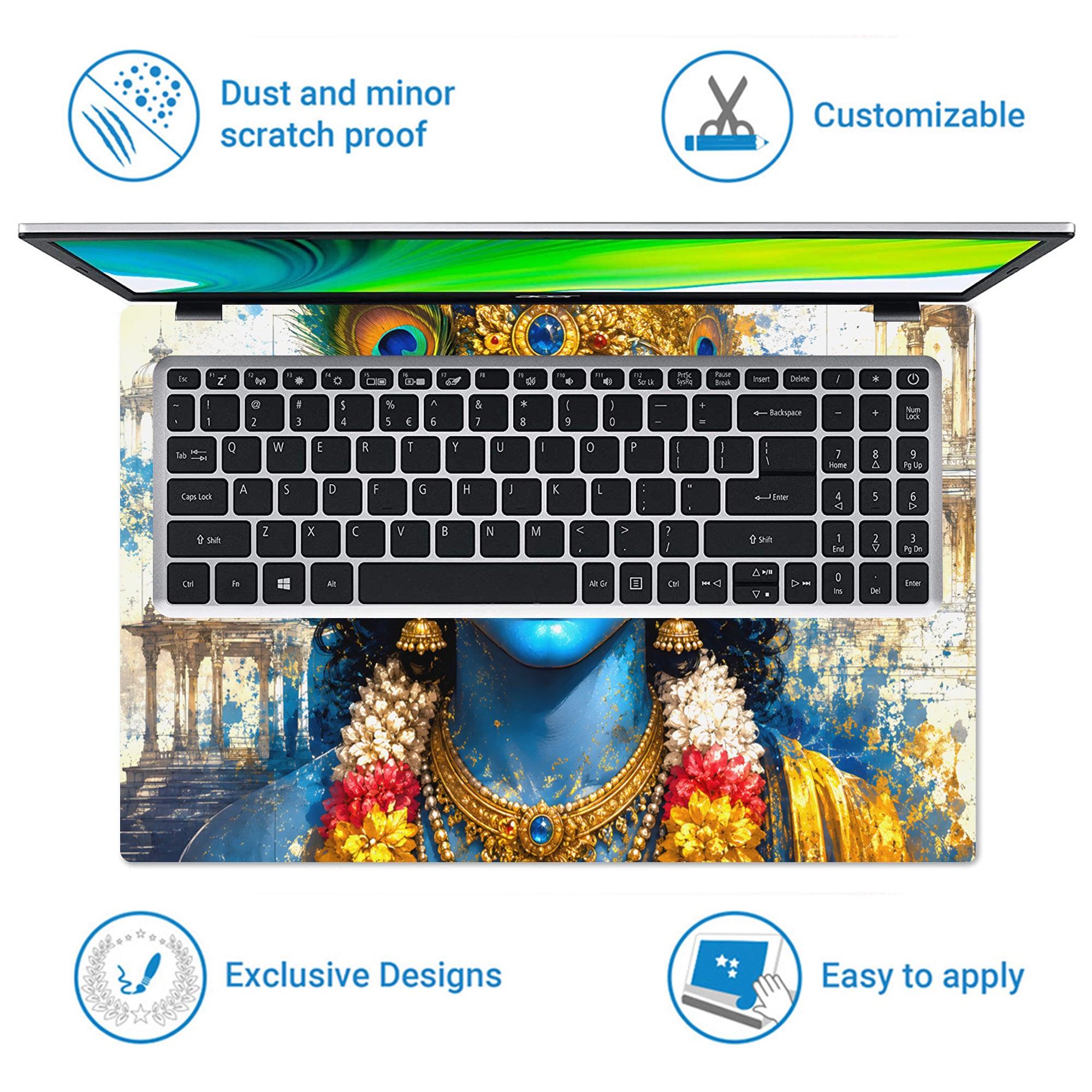 Krishna Royal Crown Face Laptop Skin - View 5