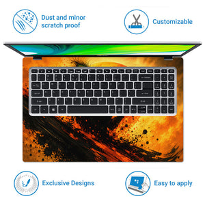 Krishna Silhouette Flute Orange Moon Laptop Skin - View 5