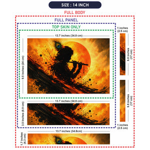 Krishna Silhouette Flute Orange Moon Laptop Skin - View 7