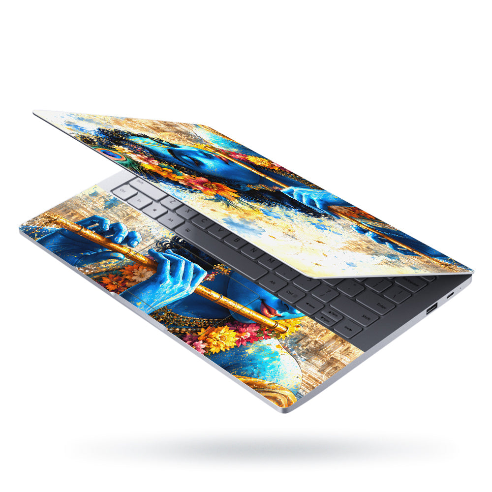 Krishna Watercolor Flute Laptop Skin - View 3