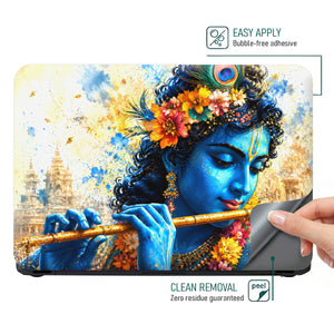 Krishna Watercolor Flute Laptop Skin - View 4