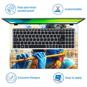 Krishna Watercolor Flute Laptop Skin - View 5