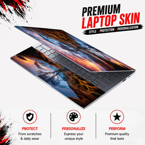 Landscape Alpine Sunrise Lake Reflection Lone Tree Laptop Skin - View 3