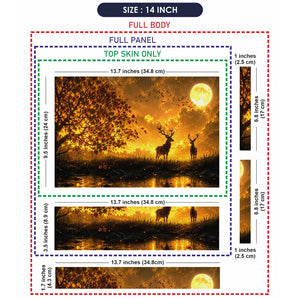 Landscape Deer Golden Moon Sunset Laptop Skin - View 7