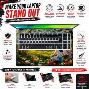 Landscape Spring Meadow Sunrise with Children Laptop Skin - View 5