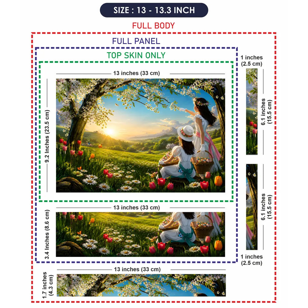 Landscape Spring Meadow Sunrise with Children Laptop Skin - View 6