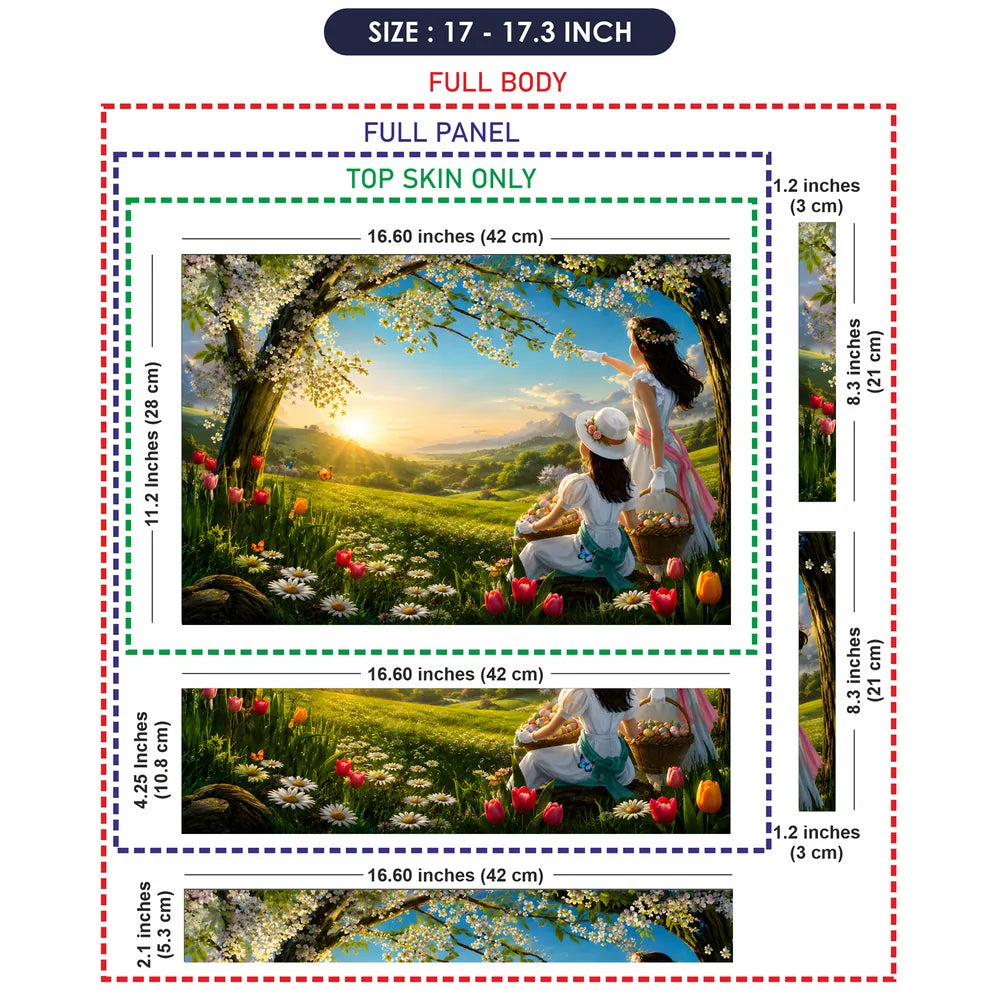 Landscape Spring Meadow Sunrise with Children Laptop Skin - View 9