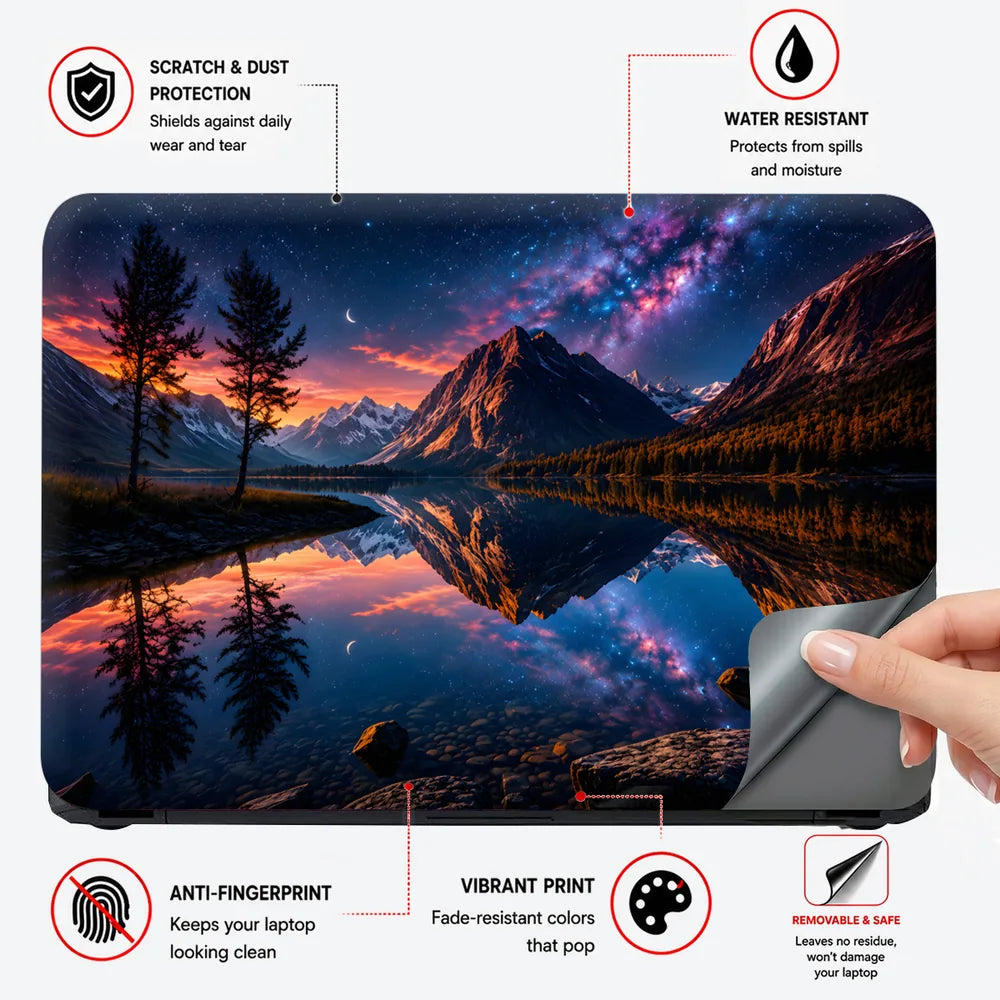 Landscape Twilight Mountain Lake Milky Way Reflection Laptop Skin - View 4