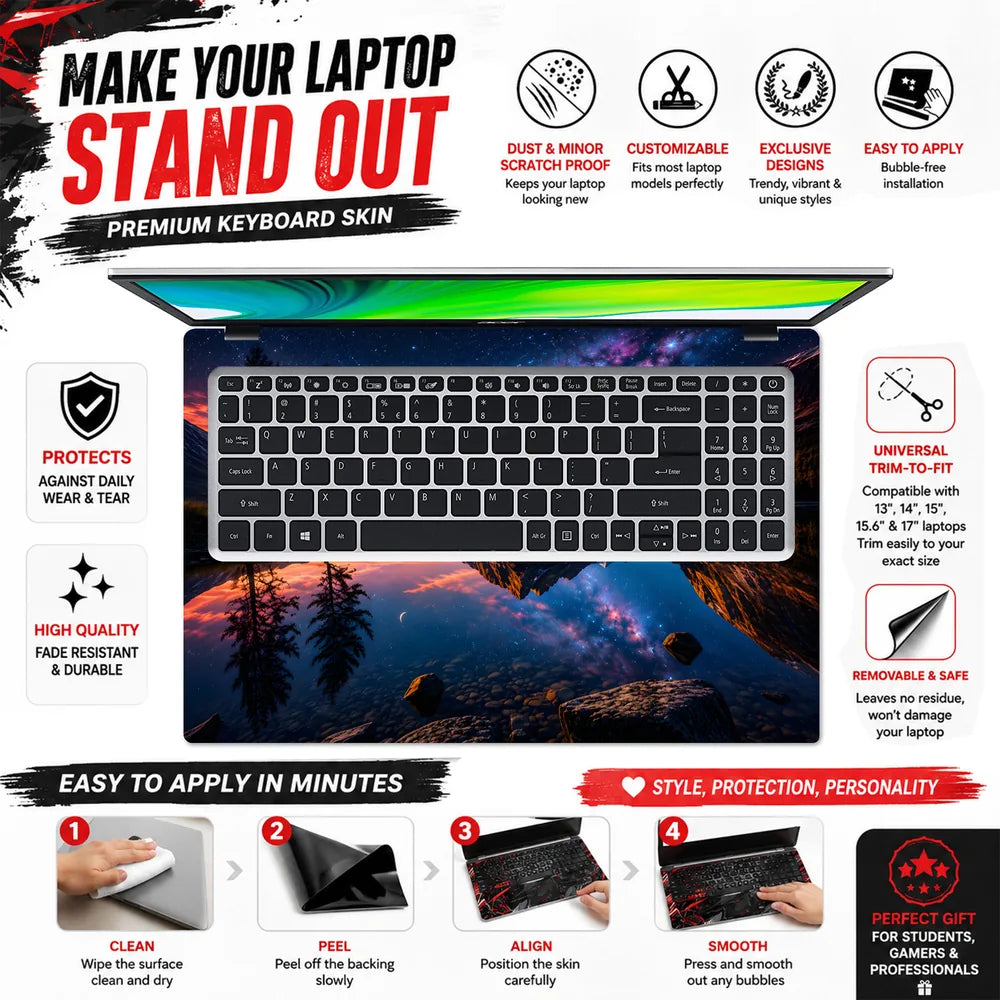 Landscape Twilight Mountain Lake Milky Way Reflection Laptop Skin - View 5