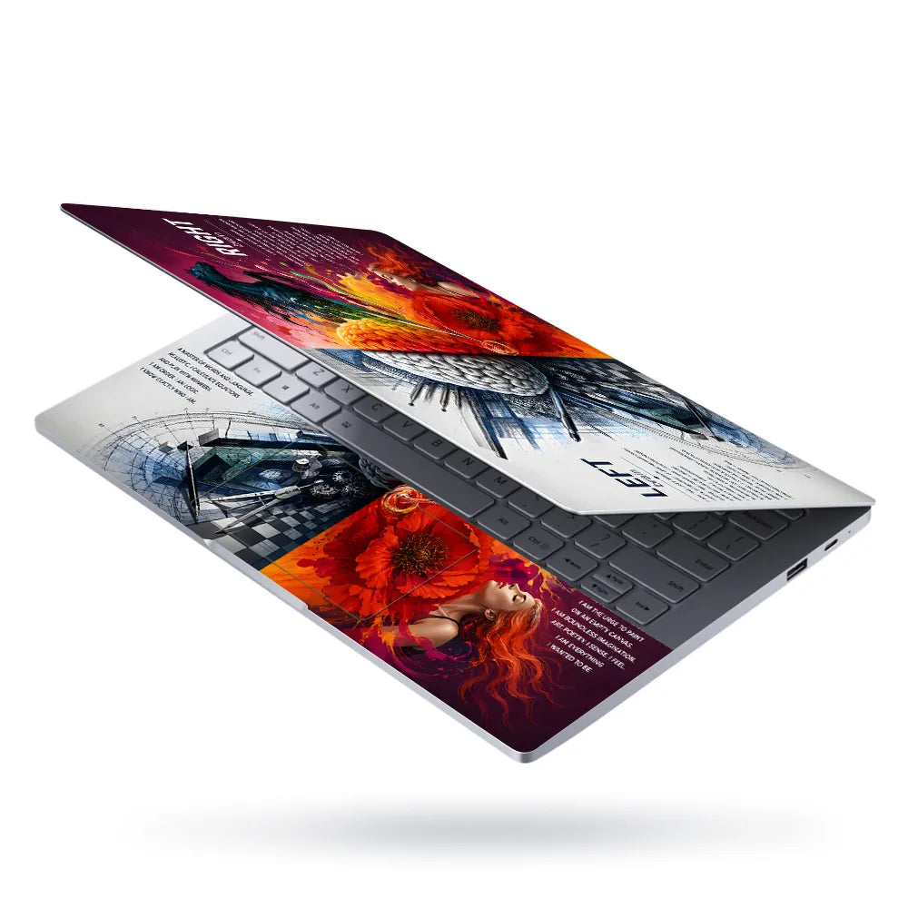 Left Right Brain Horse Flower Laptop Skin - View 3