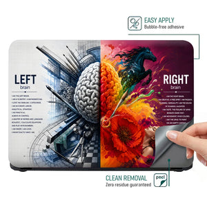 Left Right Brain Horse Flower Laptop Skin - View 4