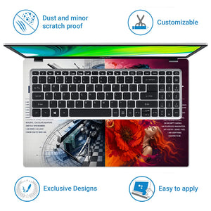 Left Right Brain Horse Flower Laptop Skin - View 5