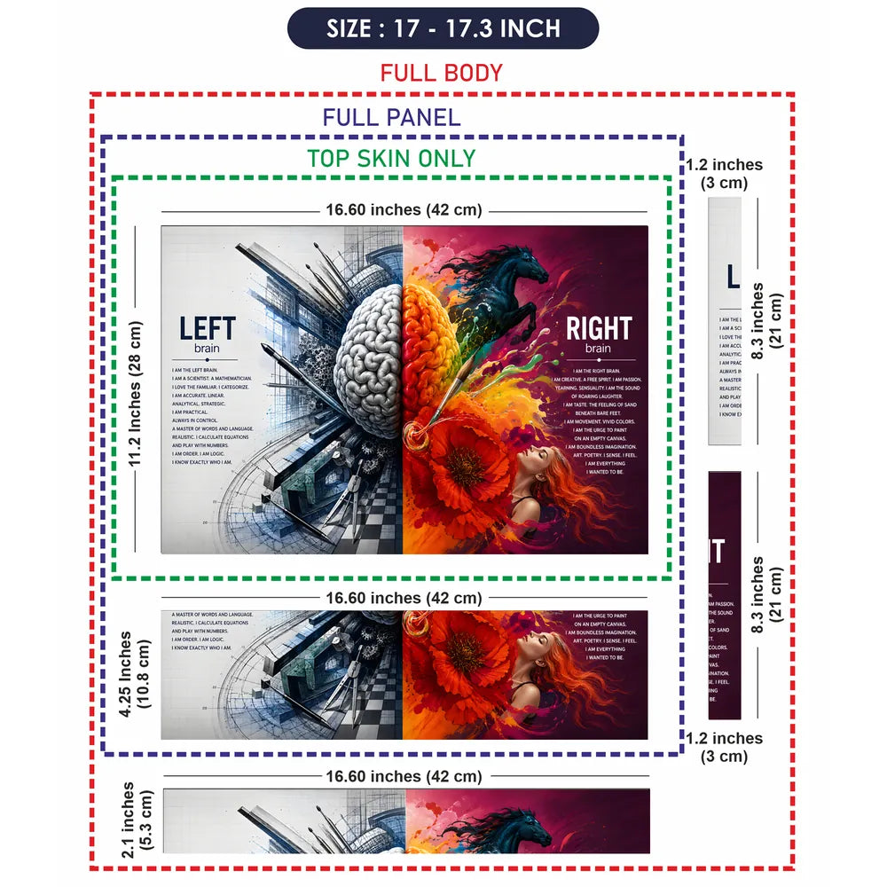 Left Right Brain Horse Flower Laptop Skin - View 9
