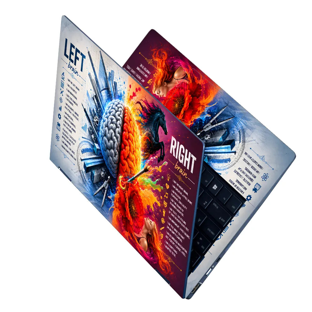 Left Right Brain Icons Horse Laptop Skin - View 2
