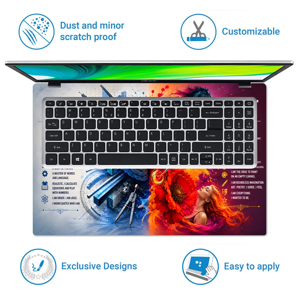 Left Right Brain Icons Horse Laptop Skin - View 5