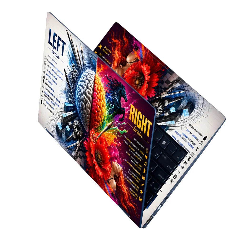 Left Right Brain Pencils Horse Laptop Skin - View 2