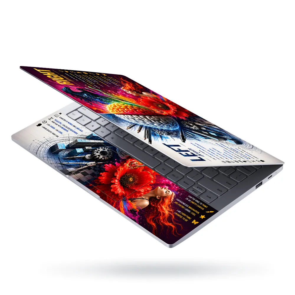 Left Right Brain Pencils Horse Laptop Skin - View 3