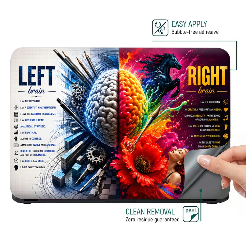 Left Right Brain Pencils Horse Laptop Skin - View 4