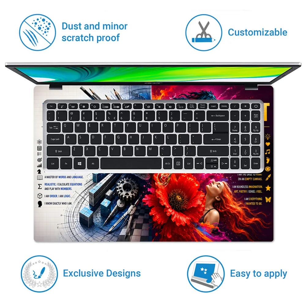 Left Right Brain Pencils Horse Laptop Skin - View 5