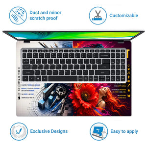 Left Right Brain Pencils Horse Laptop Skin - View 5