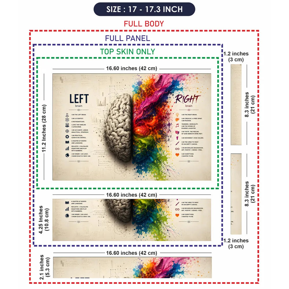 Left Right Brain Splash Paint Laptop Skin - View 9