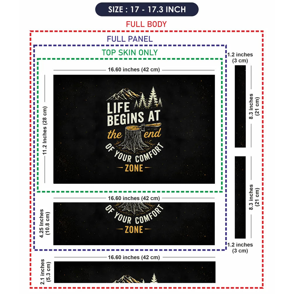 Life Begins Comfort Zone Axe Laptop Skin - View 9