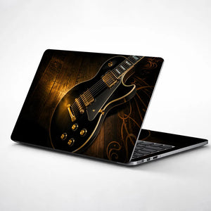 Lifestyle Black Les Paul Guitar Gold Hardware Wood Laptop Skin - View 1